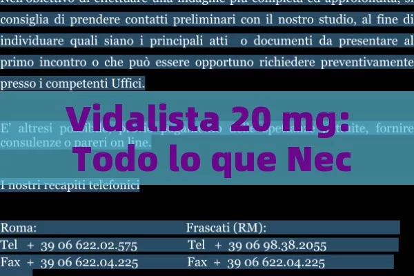 Vidalista 20 mg: Todo lo que Necesitas Saber sobre este Medicamento para la Disfunción Eréctil - Viagra:Efectos y Comparativas